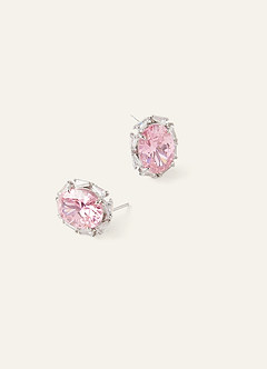 front Set di orecchini e collana con pietre preziose rosa.