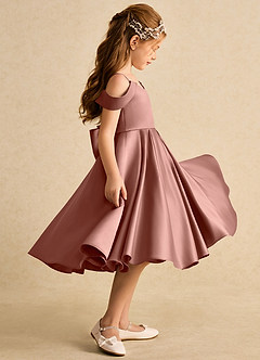 Azazie Favia vestidos de niña de las flores Vestido de Rosa De Cedro de Satin Mate de Corte En A con Vestidos sin tirantes image5