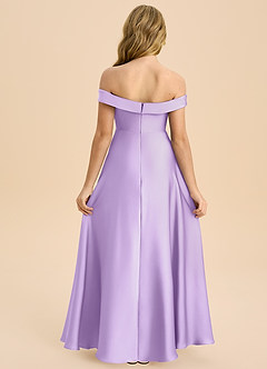Azazie Sissy Junior Lilac A-Line Off the Shoulder Stretch Satin Dress image2