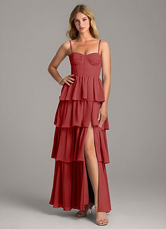 Azazie Alanna Bridesmaid Dresses Rust A-Line Sweetheart Neckline Chiffon Dress image3