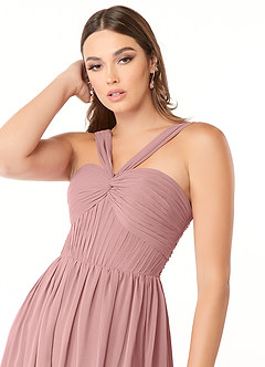 Azazie Dionne Bridesmaid Dresses Dusty Rose A-Line Corset Chiffon Dress image6