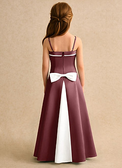Azazie Izel Girls Formal vestidos de niña de las flores Vestido de Marfil Rosa Del Desierto de Satin Mate de Corte en A con Plisado image4