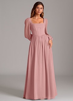Azazie Maree Bridesmaid Dresses Dusty Rose A-Line Corset Chiffon Dress image4