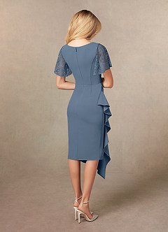 Azazie Eloise Mother of the Bride Dresses Twilight Sheath Pleated Stretch Crepe Dress image2