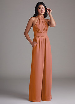 Azazie Lamara Bridesmaid Dresses MAI TAI Off the Shoulder Chiffon Convertible Jumpsuit image12