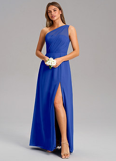 Azazie Phaedra Brautjungfernkleider A-Linie One-Shoulder Chiffon Kleid Königsblau image4