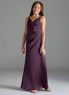 Azazie Maci Junior Klä av Sjöjungfru i Stretch Satin Plisserad image1