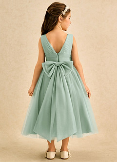 Azazie Macaron Flower Girl Dresses Agave A-Line Pleated Tulle Dress image2