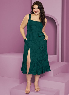 Barbie ♥ Azazie Bridesmaid Dresses Pine A-Line with Pockets Floral Burnout Dress image8