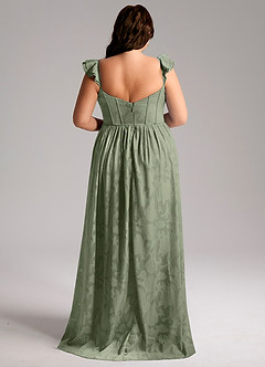 Azazie Denisse Bridesmaid Dresses Pistachio A-Line Ruched Floral Burnout Dress image8