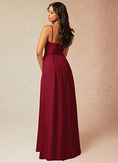 Azazie Kyedae Bridesmaid Dresses Burgundy A-Line V-Neck Pleated Chiffon Dress image4