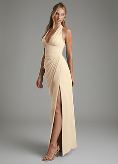 Azazie Tina Bridesmaid Dresses Champagne Mermaid Corset Chiffon Dress image5