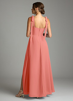 Azazie Debra Bridesmaid Dresses Salmon Pink A-Line with Pockets Chiffon Convertible Dress image10