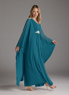 Azazie Drew Mother of the Bride Dresses Ink Blue A-Line Pleated Chiffon Dress image3