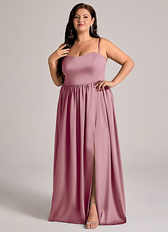 Azazie Calianna Bridesmaid Dresses Vintage Mauve A-Line Off the Shoulder Stretch Satin Convertible Dress image9