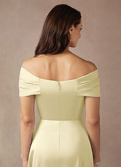 Azazie Amelia Mother of the Bride Dresses Lemon Sorbet A-Line Off the Shoulder Stretch Satin Dress image8