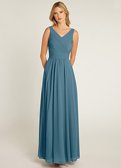 Azazie Pierrette Abiti da Damigella Abito A-Line in Chiffon Plissettato Bermuda image1