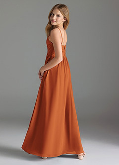 Azazie Alia Junior Cinnamon A-Line Pleated Chiffon Dress image5