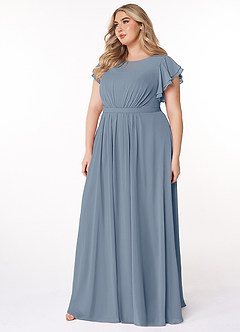 Azazie Daphne Modest Bridesmaid Dresses A-Line Ruffled Chiffon Floor-Length Dress image8