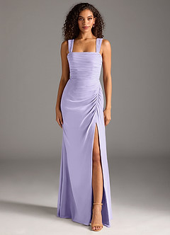 Azazie Jesaphine Abiti da Damigella Abito Tubino in Chiffon Fiocco Lilla image5