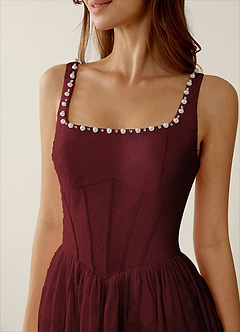 Megan Wine Lace A-line Prom Dress image6