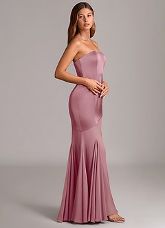 Azazie Uma Vestidos de damas de honor Vestido de Malva Vintage de Gasa de Corte Sirena Convertible con Sin tirantes image4