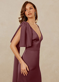 Christian Siriano Bridal for Azazie 1011 Bridesmaid Dresses Sangria Mermaid Bow Stretch Satin Dress image8