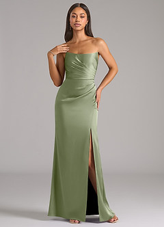 Azazie Marla Bridesmaid Dresses Pistachio Sheath Strapless Stretch Satin Convertible Dress image3