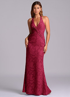 Azazie Valerie Jurken voor thuis passen Jurk van Bloemen Burn-out met Zeemeermin Geplooid Bourgondië image1