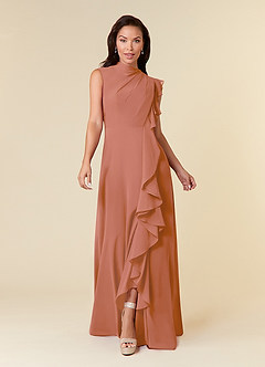 Azazie Narine Mother of the Bride Dresses MAI TAI A-Line High Neckline Pleated Chiffon Dress image3