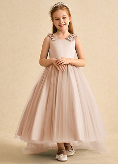 Azazie Lorita Flower Girl Dresses English Rose A-Line Beaded Tulle Dress image6