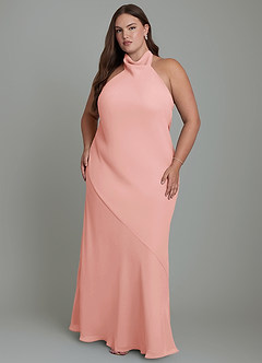 Azazie Velli Bridesmaid Dresses Rosette Mermaid High Neck Chiffon Dress image8