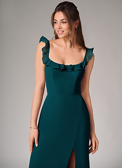 Azazie Callie Bridesmaid Dresses Pine Mermaid Side Slit Chiffon Convertible Dress image6