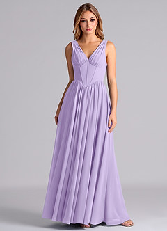 Azazie Delmie Final Sale Lilac A-Line Corset Chiffon Dress image4
