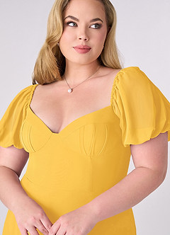 Barbie ♥ Azazie Bridesmaid Dresses Marigold A-Line Pleated Chiffon Dress image10