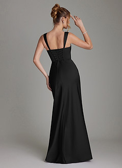 Azazie Agustina At-home Try On Dresses Black Mermaid Corset Stretch Satin Dress image2