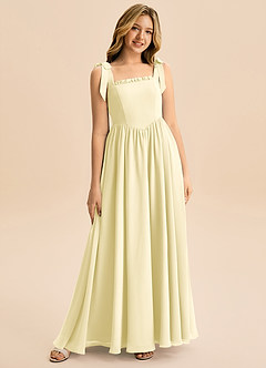 Azazie Delia Junior Abito A-Line in Chiffon Fiocco Sorbetto Al Limone image1