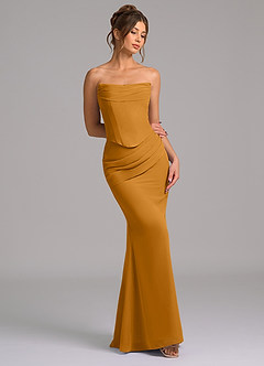 Azazie Sorrel Bridesmaid Dresses Butterscotch Mermaid Corset Chiffon Dress image7