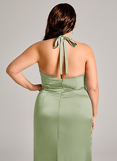 Azazie Valerie Brudtärnklänningar Klä av Sjöjungfru i Stretch Satin Plisserad Dusty Sage image2