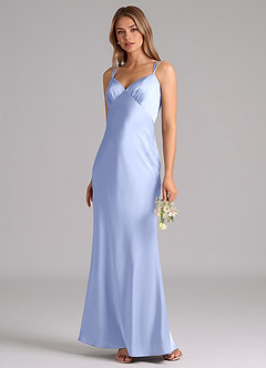 Azazie Suttona Bridesmaid Dresses Ice A-Line Pleated Stretch Satin Dress image4