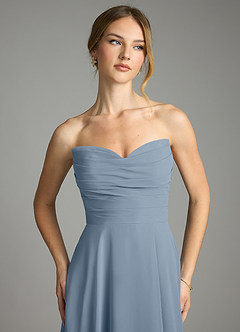 Azazie Ayla Abiti da Damigella Abito A-Line in Chiffon Scollo a Cuore Blu Polveroso image4