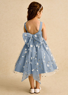 Azazie Bean Blumenmädchenkleider Ballkleid ärmellos Tüll Kleid Staubblau image2