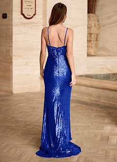 Gemma Blue Appliqué Glitter Prom Dress image8