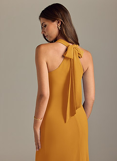 Azazie Doretta Vestidos de damas de honor Vestido de Caramelo de Gasa de Corte Sirena con Plisado image2