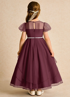 Azazie Duckie Blumenmädchenkleider Ballkleid Plissee Tüll Kleid Cabernetrot image5