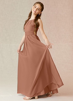 Azazie Bibiane Junior Bronzer A-Line Pleated Chiffon Dress image6