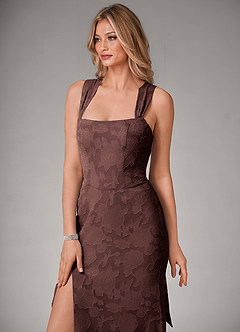 Azazie Luci Robes de demoiselle d'honneur Robe Sirène Convertible en Blumen-Burnout Plissée Expresso image4