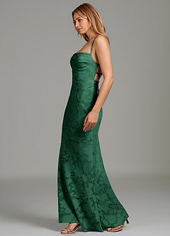Azazie Ola Bridesmaid Dresses Dark Green Mermaid Corset Floral Burnout Dress image5