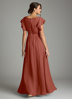 Azazie Daphne Modest Bridesmaid Dresses A-Line Ruffled Chiffon Floor-Length Dress image2