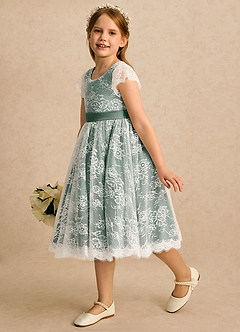Azazie Maisie Flower Girl Klänningar Klänning A-linje i Spets image6